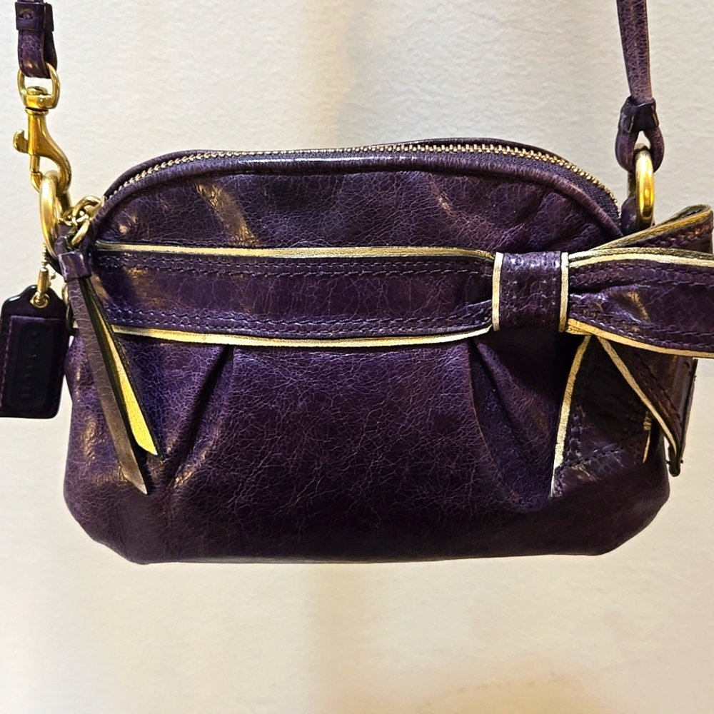 Coach - Purple Leather Poppy Crossbody